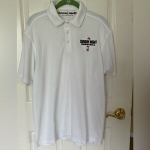 NBC Peacock Sunday Night Basketball Polo Shirt |white| Size Medium | NBA LOGO